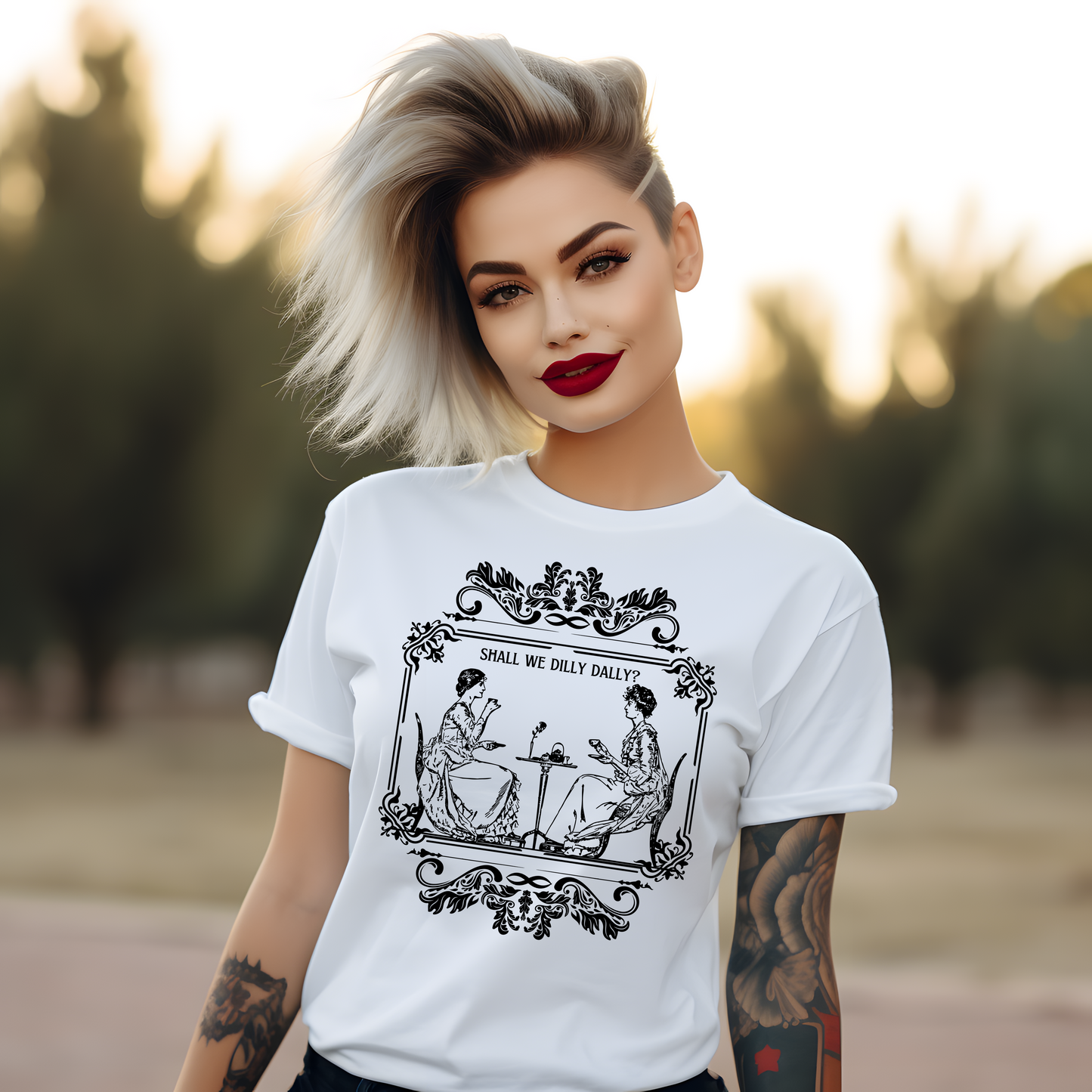 Shall We Dilly Dally Tee [v. black]